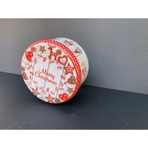Fém kekszes doboz karácsonyi motívummal /s méret/