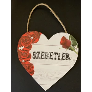 Szív alakú tábla /rózsa/