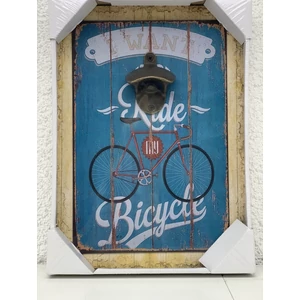 Fa falikép sörnyitóval "I want to Ride my bicycle " felirattal