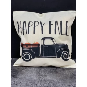 Párnahuzat őszi hangulatú "Happy fall" felirattal fekete teherautón 3 tökkel
