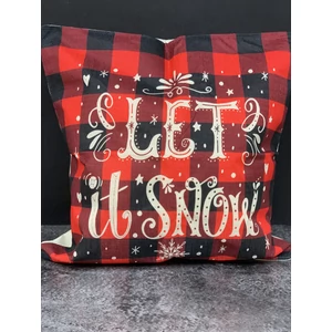 Párnahuzat karácsonyi hangulatú " Let it snow" felirattal 