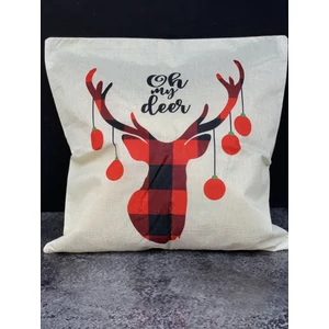 Párnahuzat karácsonyi hangulatú " Oh my DEER "felirattal 
