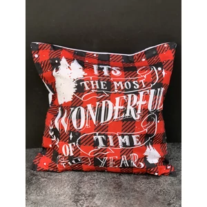 Párnahuzat karácsonyi hangulatú " It's the most wonderful of time the year"felirattal 