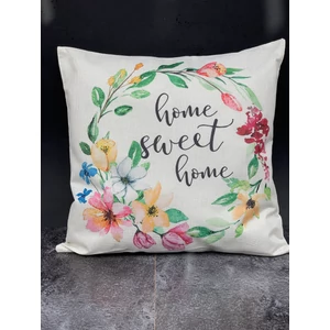 Párnahuzat tavaszi :" HOME SWEET HOME "virágokkal