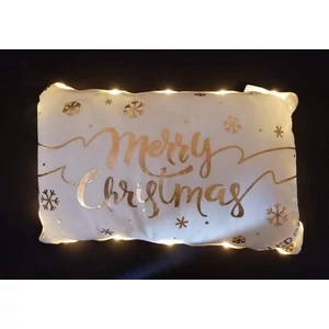"Merry Christmas" feliratú, ledes világítású párna