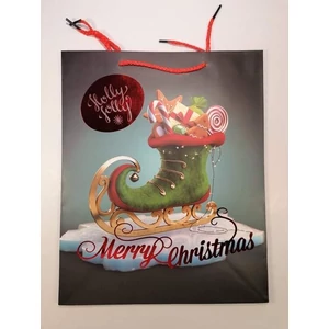 Dísztasak "Merry Christmas" feliratos zöld korcsolya díszítéssel