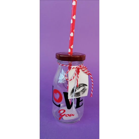 Smoothies üveg "Love You" felirattal, szívvel