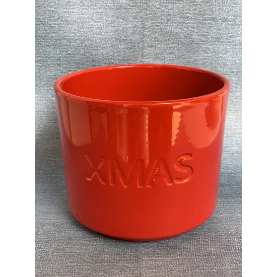 Kaspó piros színben  Xmas felirattal /nagy/