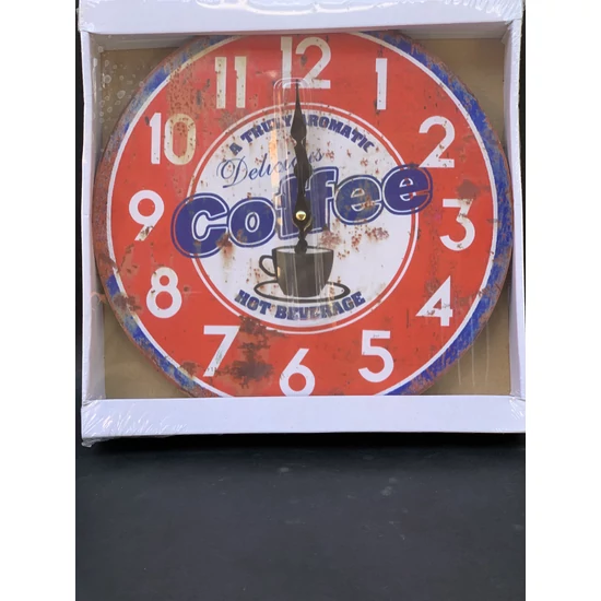 Falióra Coffee piros-fehér-kék színkombinációban