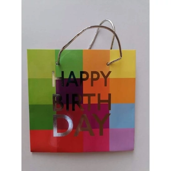Dísztasak Happy Birthday felirattal kockás