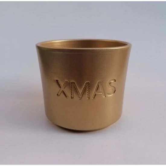 Arany kerámia hengerkaspó "XMAS" felirattal  /kis méret/