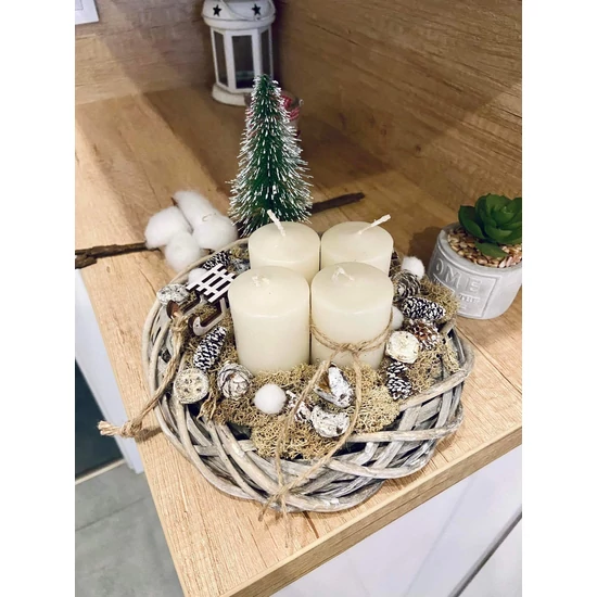 Adventi gyertyás vesszőkoszorú, kézműves termék