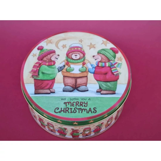 Fém kekszes doboz macis motívumokkal /kicsi/