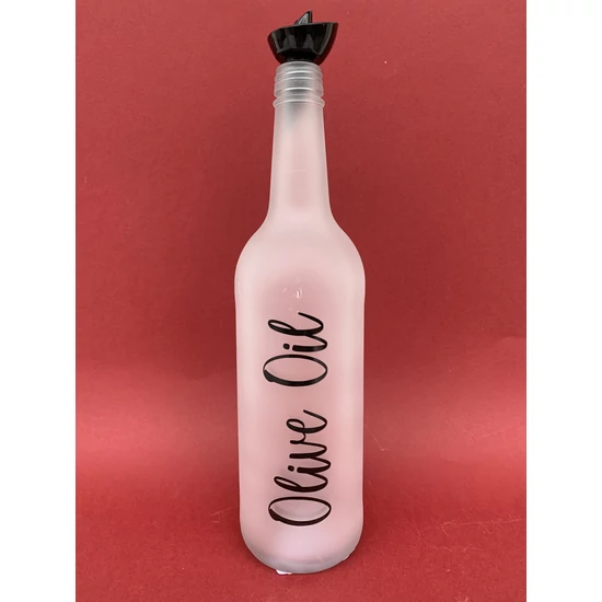 Olaj tároló üveg, opálos.kiöntővel  felirat: "Olive OIL" 