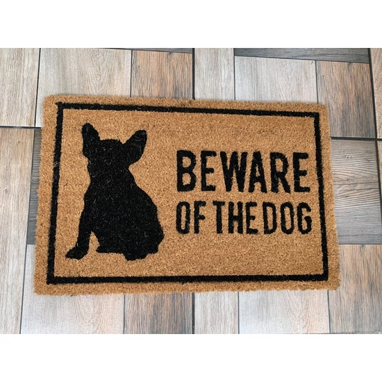 Lábtörlő kókuszrost anyagból "BE ware of the dog " felirattal és kutya motívummal