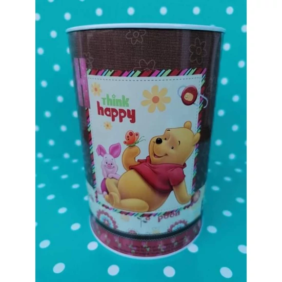 Fém persely, "Think Happy" felirattal és Micimackó és Malacka mintával