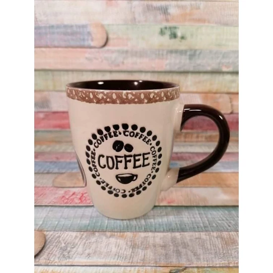 Bögre "Coffee" felirattal és kávészemekkel