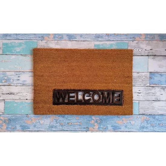 Lábtörlő "Welcome" felirattal, natúr színű