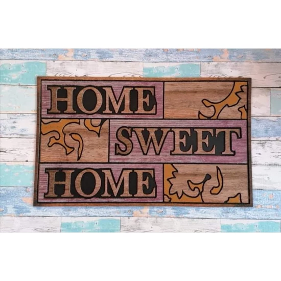 Lábtörlő fa kockákba írt " home sweet home" felirattal